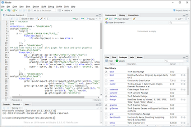 RStudio 1.2.5中的。r文件的截图